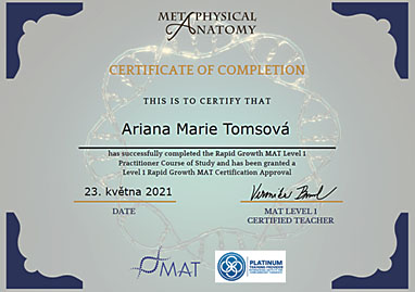 Certifikat - MAT - Ariana Marie Tomsová